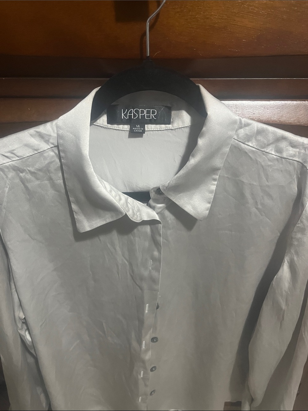 Kasper Silver Dress Shirt with Point Collar